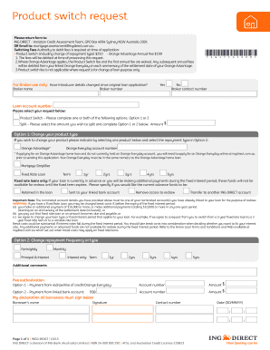 ING Direct Product Switch Request Form