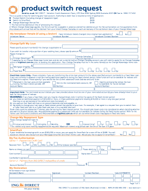 ING Direct Product Switch Request Form