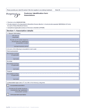 Customer Identification Form for Associations