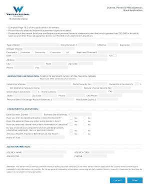 Western National Insurance Bond Application