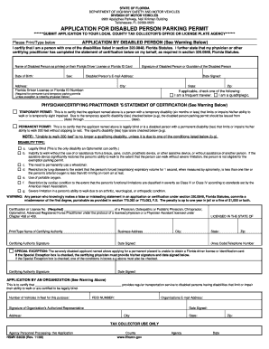 Florida Disabled Person Parking Permit Application