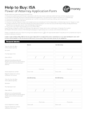 Help to Buy ISA Power of Attorney Application Form
