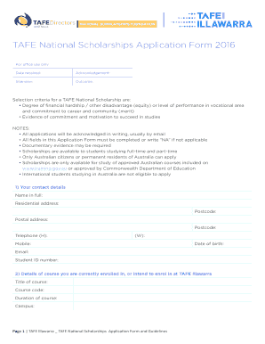 TAFE National Scholarships Application Form