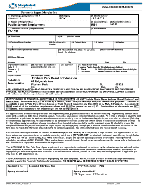 New Jersey Fingerprinting Form for Public School Employment