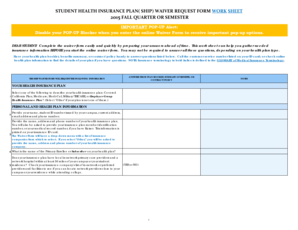 Student Health Insurance Plan Waiver Request Form