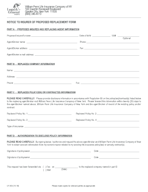 New York Life Insurance Policy Replacement Form