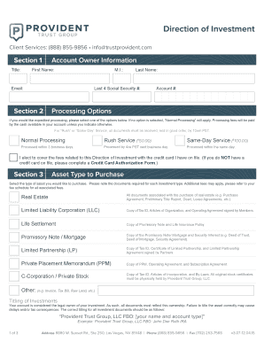 Direction of Investment Form