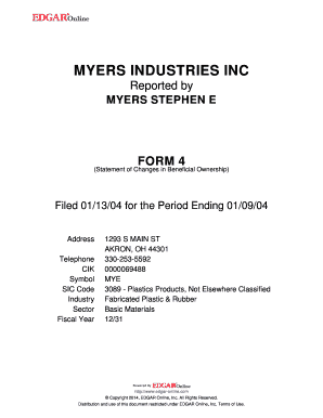 Form 4 Statement of Changes in Beneficial Ownership