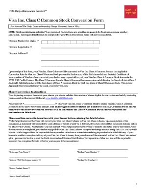 Visa Inc. Class C to Class A Stock Conversion Form