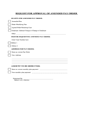 Request for Approval of Amended Pay Order