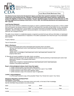 Lead Based Paint Disclosure Form