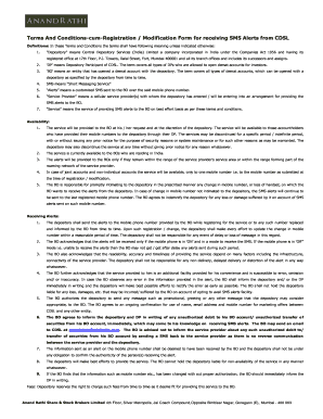 CDSL SMS Alerts Registration Form