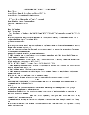 Letter of Authority for Trading Accounts