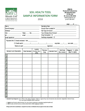 Soil Health Test Sample Information Form