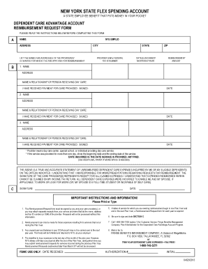 New York State Dependent Care Reimbursement Request Form