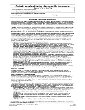 Ontario Application for Automobile Insurance