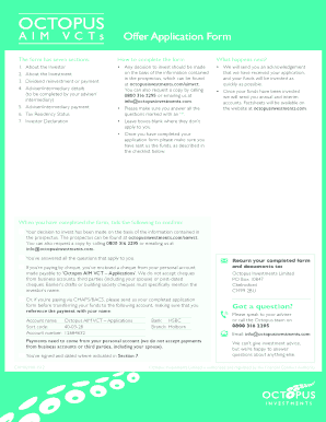 Octopus AIM VCT Offer Application Form