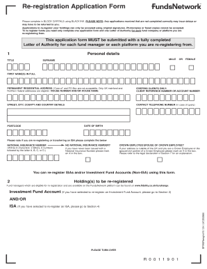 UK Investment Fund Re-registration Application Form