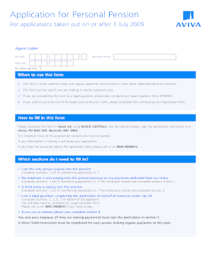 UK Personal Pension Application Form