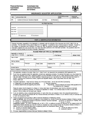 Ontario Insurance Adjuster Application
