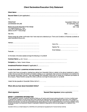 Client Declaration Execution Statement
