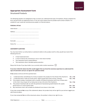 Structured Products Assessment Form