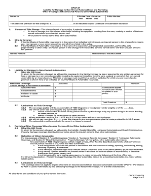 OPCF 27 Responsabilité pour les dommages causés à un véhicule non appartenant et fourniture d'autres garanties lorsque des personnes assurées conduisent d'autres véhicules