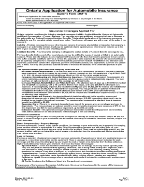 Ontario Automobile Insurance Application