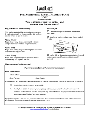 Pre-Authorized Rental Payment Authorization Form