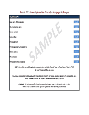 2011 Annual Information Return for Mortgage Brokerages