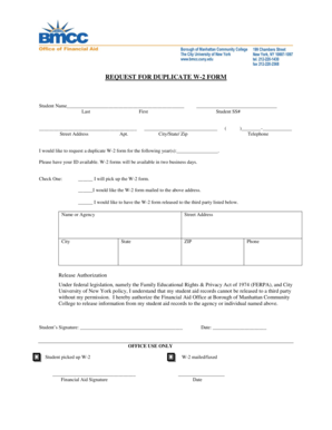 Request for Duplicate W-2 Form