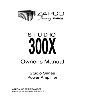 Studio 300X Power Amplifier Manual