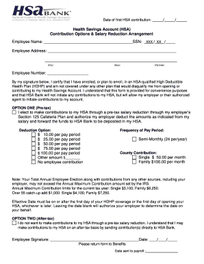Health Savings Account Contribution Form