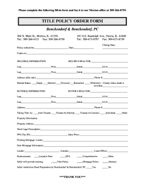Title Policy Order Form