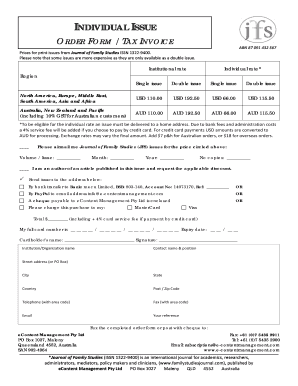 Journal of Family Studies Order Form