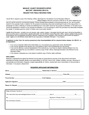 Arizona DD-214 Military Discharge Request Form