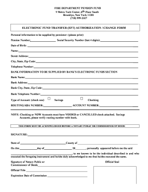 Electronic Fund Transfer Authorization Form