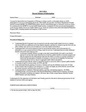 Parent Release of Information Form