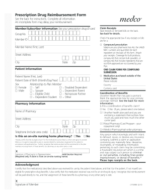 Prescription Drug Reimbursement Form