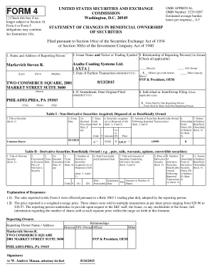 Form 4 Statement of Changes in Beneficial Ownership