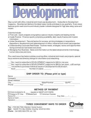 Development Magazine Subscription Form