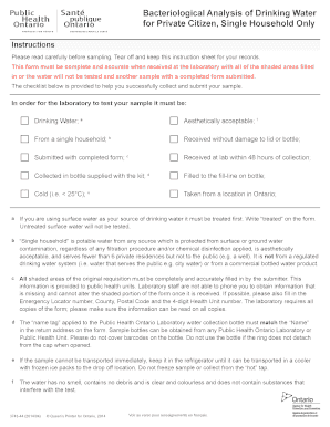Bacteriological Analysis of Drinking Water Form