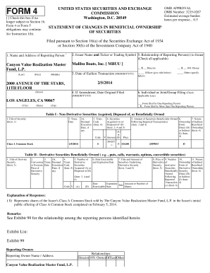 Form 4 Statement of Changes in Beneficial Ownership