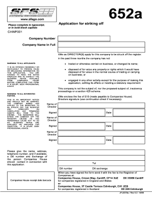 UK Company Strike Off Application Form