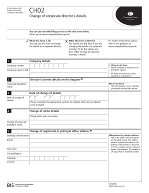 UK Change of Corporate Director's Details Form