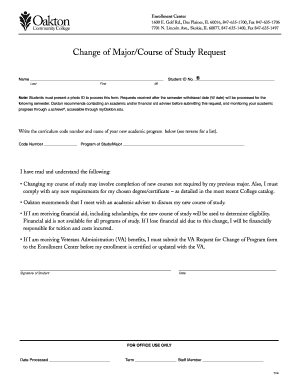 Change of Major/Course of Study Request