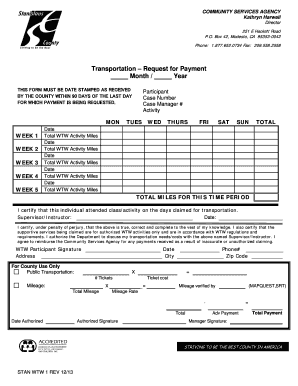 Transportation Request for Payment Form