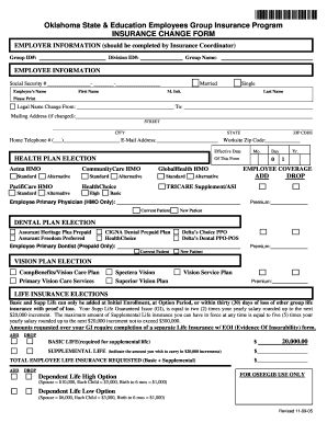 Oklahoma State Employee Insurance Change Form