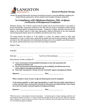 Meningococcal Compliance Waiver Form