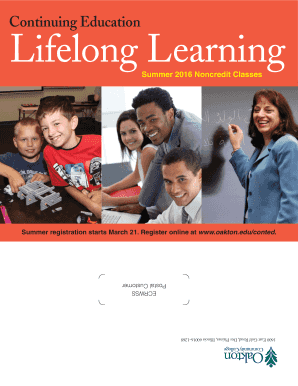 Oakton Community College Summer Noncredit Classes Registration Form